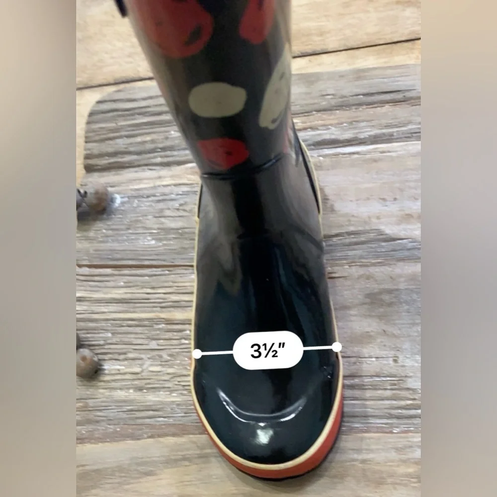 Bogs Classic Kids Unisex Size 3 Black W/ Red/Yellow Scribble Dot Rainboots‎
